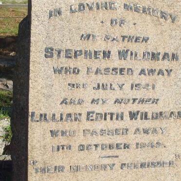 WILDMAN Stephen -1941 &amp; Lillian Edith -1942