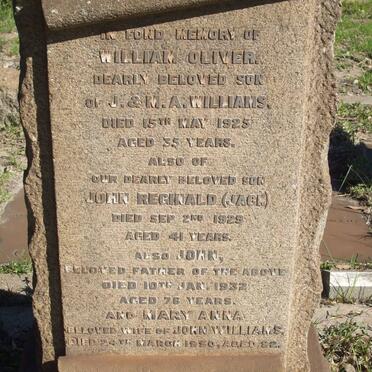 WILLIAMS John -1932 &amp; Mary Anna -1950 :: WILLIAMS William Oliver -1925 :: WILLIAMS John Reginald -1929