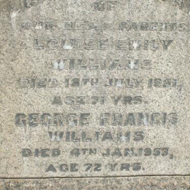 WILLIAMS George Francis -1953 &amp; Louise Emily -1951