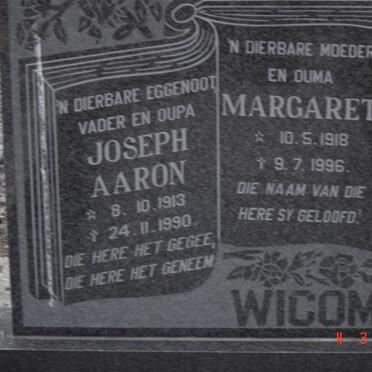 WICOMB Joseph Aaron 1913-1990 &amp; Margaret 1918-1996