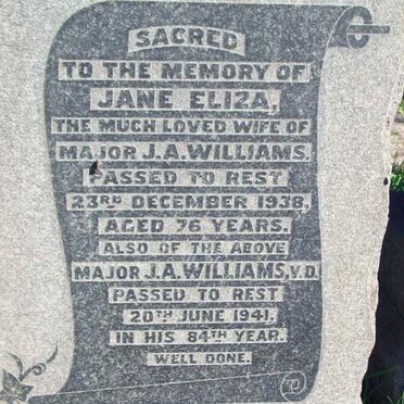 WILLIAMS J.A. -1941 &amp; Jane Eliza -1938 