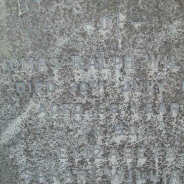 WILLIAMS Thomas Ralph -1913 &amp; Elizabeth Sarah -1916 