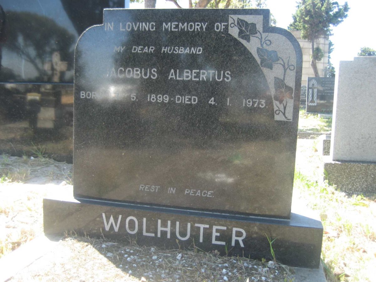 WOLHUTER Jacobus Albertus 1899-1973