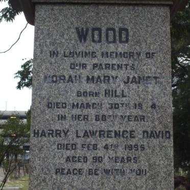 WOOD Harry Lawrence David -1995 &amp; Norah Mary Janet HILL -19?4