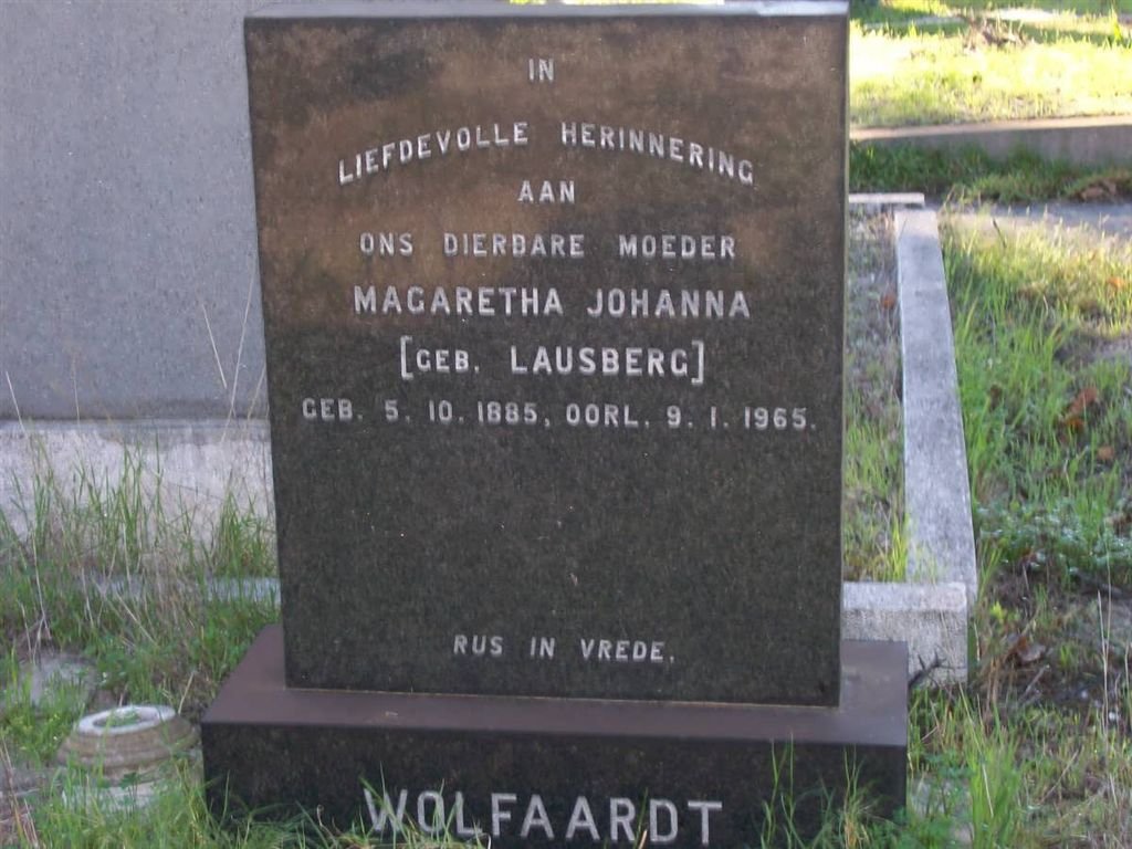 WOLFAARDT Margaretha Johanna nee LAUSBERG 1885-1965