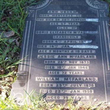 WORKMAN Ann -1917 :: McFARLAND Jessie Ann 1873-1946 :: McFARLAND Doris E. 1904-1905 