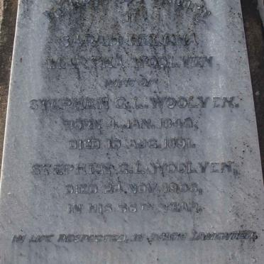 WOOLVEN Stephen G.L. -1906 &amp; Sarah Helena Martha 1840-1891
