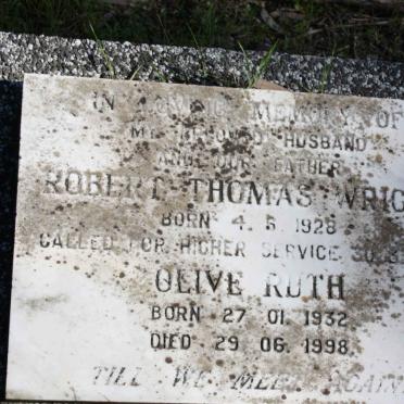 WRIGHT Robert Thomas 1928-1982 &amp; Olive Ruth 1932-1998