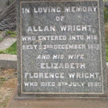 WRIGHT Allan -1912 &amp; Elizabeth Florence -1920