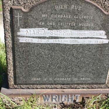 WRIGHT Maria Sophia nee BEHM 1893-1946