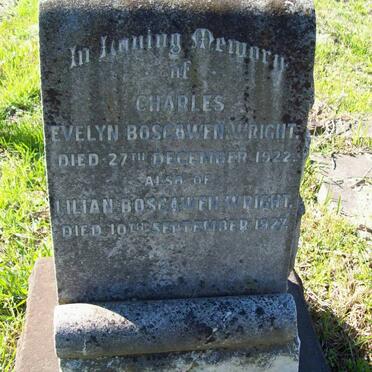 WRIGHT Charles Evelyn Boscawen -1922 &amp; Lilian Boscawen -1927