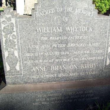 WHYTOCK William -1924 :: BRANDON-KIRBY Anne -1952