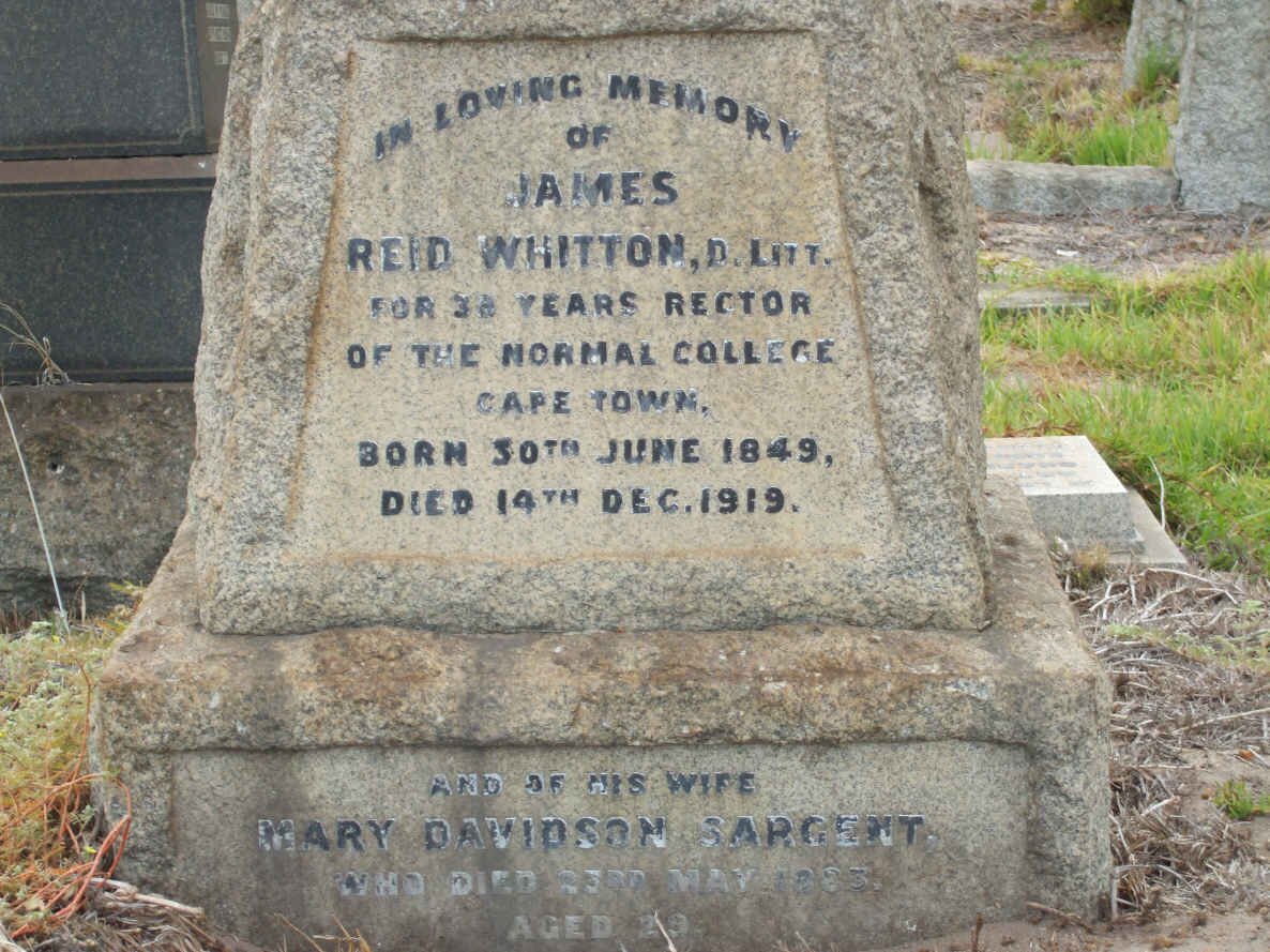WHITTON James Reid 1849-1919 &amp; Mary Davidson SARGENT -1883