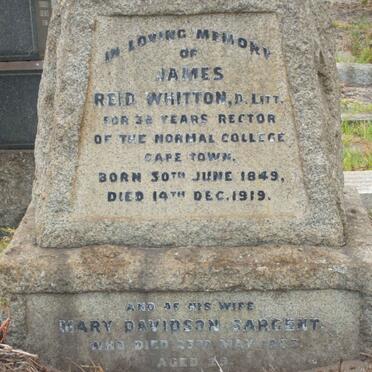 WHITTON James Reid 1849-1919 &amp; Mary Davidson SARGENT -1883