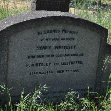 WHITELEY Henry -1940 &amp; H. LIEBENBERG 1894-1982