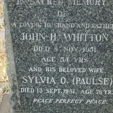 WHITTON John H. -1951 &amp; Sylvia PAULSE -1981