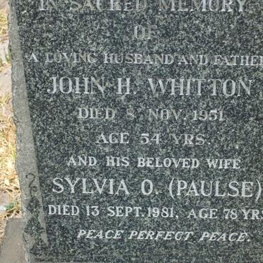 WHITTON John H. -1951 &amp; Sylvia PAULSE -1981