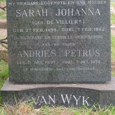 WYK Andries Petrus, van 1897-1974 &amp; Sarah Johanna DE VILLIERS 1898-1962