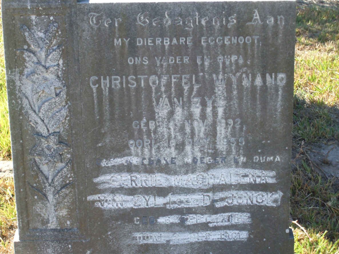 ZYL Christoffel Wynand, van 1892-1955 &amp; Gerrie Magdalena DE JONCK ?-196?