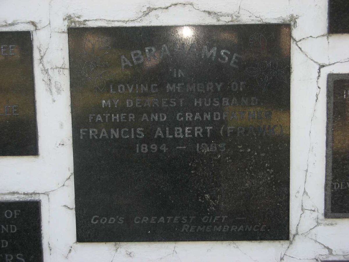 ABRAHAMSE Francis Albert 1894-1965