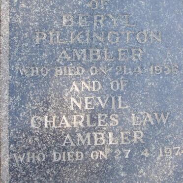 AMBLER Neville Charles Law -1974 &amp; Beryl Pilkington -1956