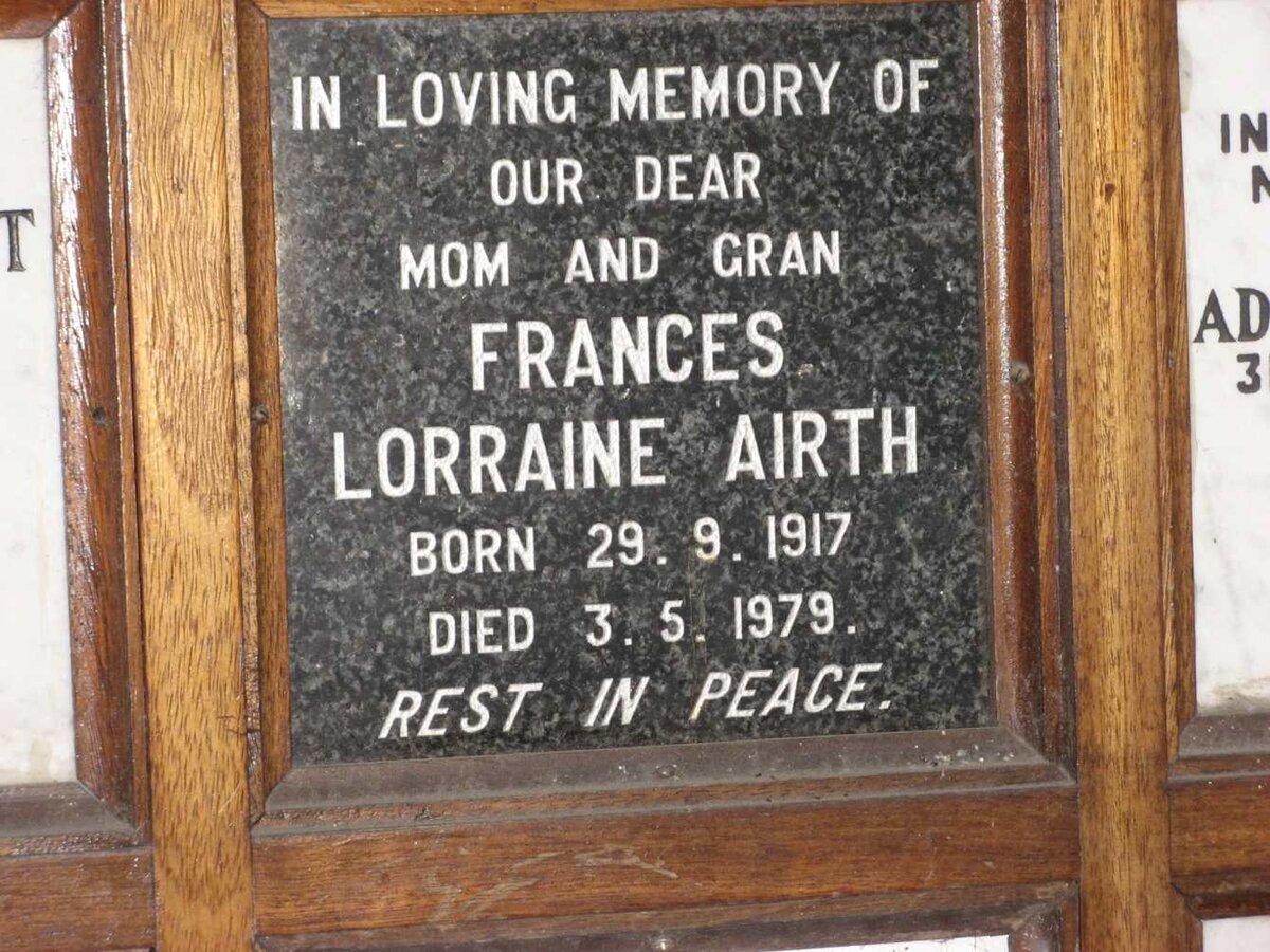 AIRTH Frances Lorraine 1917-1979