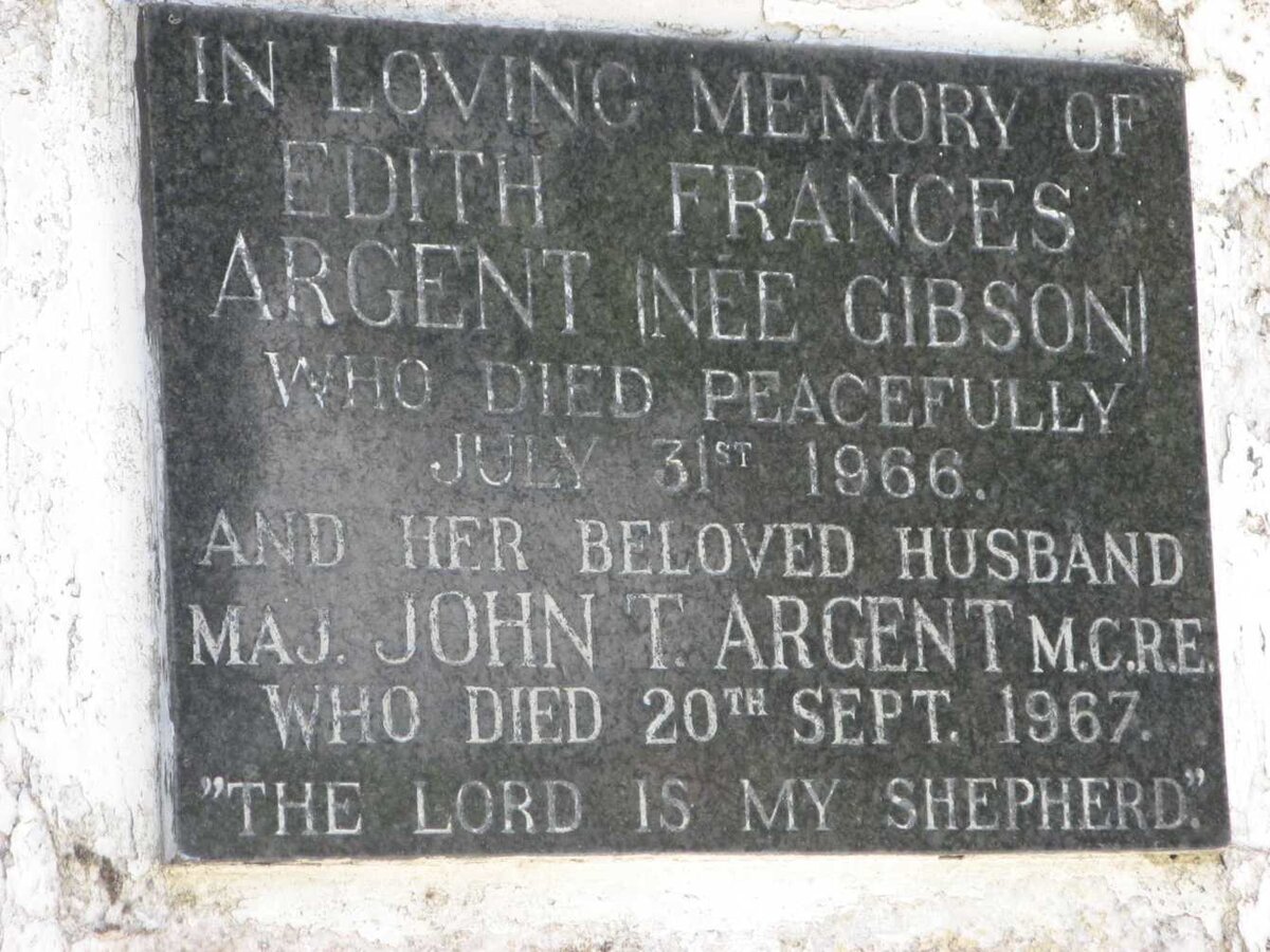 ARGENT John T. -1967 &amp; Edith Frances GIBSON -1966