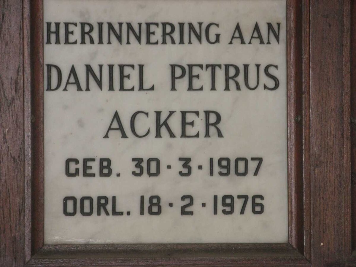 ACKER Daniel Petrus 1907-1976
