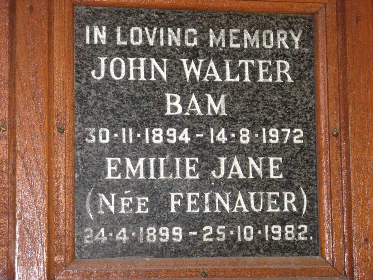 BAM John Walter 1894-1972 &amp; Emilie Jane FEINAUER 1899-1982