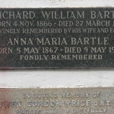 BARTLE Richard William 1866-1949 &amp; Anna Maria 1867-1962