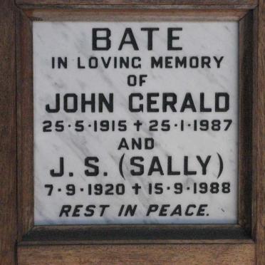 BATE John Gerald 1915-1987 &amp; J.S. 1920-1988