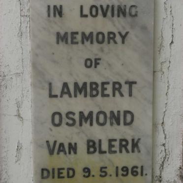 BLERK Lambert Osmond, van -1961