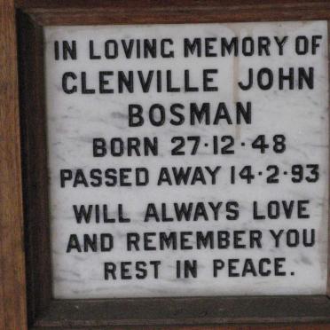 BOSMAN Glenville John 1948-1993