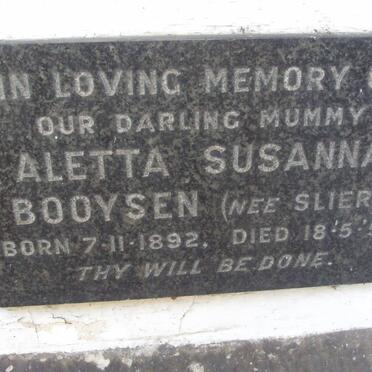 BOOYSEN Aletta Susanna nee SLIER 1892-1956