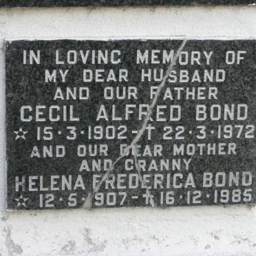 BOND Cecil Alfred 1902-1972 &amp; Helena Frederica 1907-1985