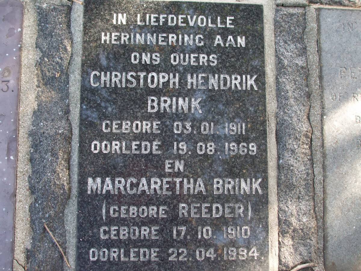 BRINK Christoph Hendrik 1911-1969 &amp; Margaretha REEDER 1910-1994