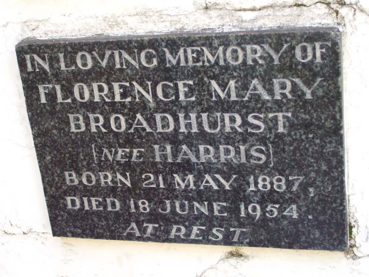 BROADHURST Florence Mary nee HARRIS 1887-1954