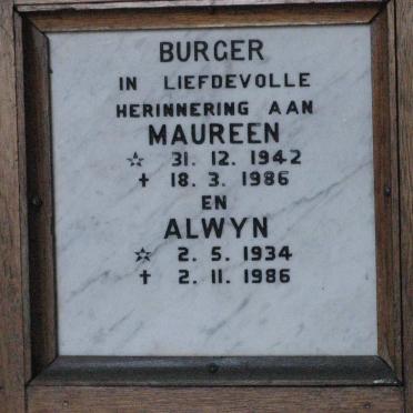 BURGER Alwyn 1934-1986 &amp; Maureen 1942-1986