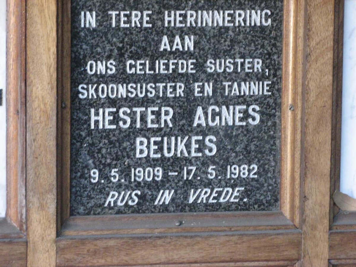 BEUKES Hester Agnes 1909-1982