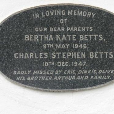 BETTS Charles Stephen -1947 &amp; Bertha Kate -1946