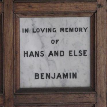 BENJAMIN Hans &amp; Else
