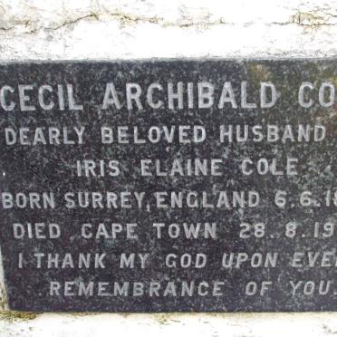 COLE Cecil Archibald 1898-1963