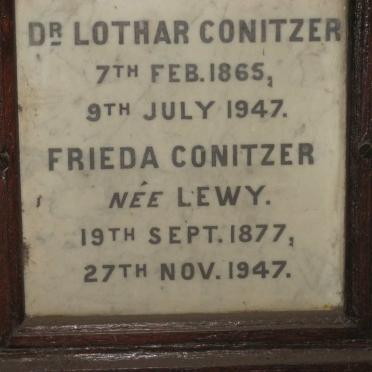 CONITZER Lothar 1865-1947 &amp; Frieda LEWY 1877-1947