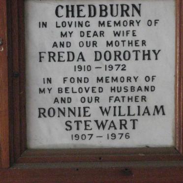 CHEDBURN Ronnie William Stewart 1907-1976 &amp; Freda Dorothy 1910-1972