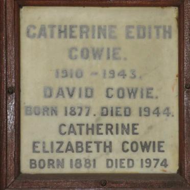 COWIE David 1877-1944 &amp; Catherine Elizabeth 1881-1974 :: COWIE Catherine Edith 1910-1943