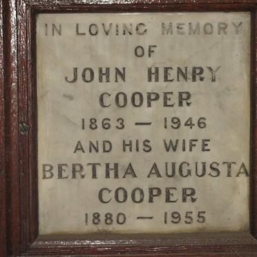 COOPER John Henry 1863-1946 &amp; Bertha Augusta 1880-1955