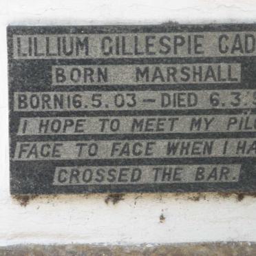 CADLE Lillium Gillespie nee MARSHALL 1903-1958