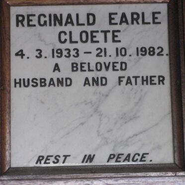 CLOETE Reginald Earle 1933-1982