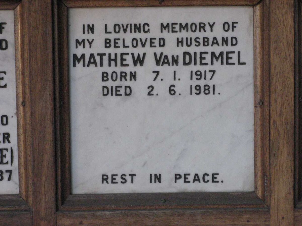 DIEMEL Mathew, van 1917-1981