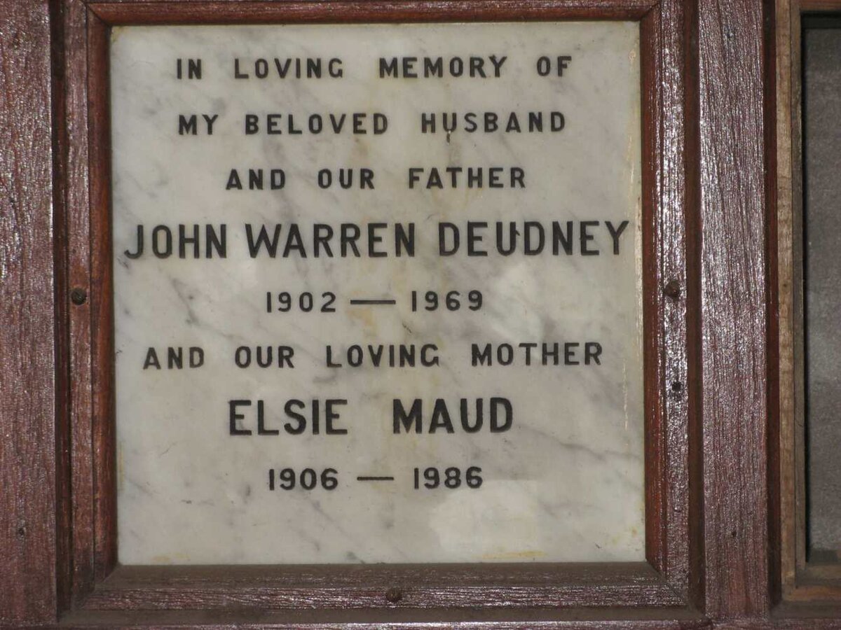 DEUDNEY John Warren 1902-1969 &amp; Elsie Maud 1906-1986